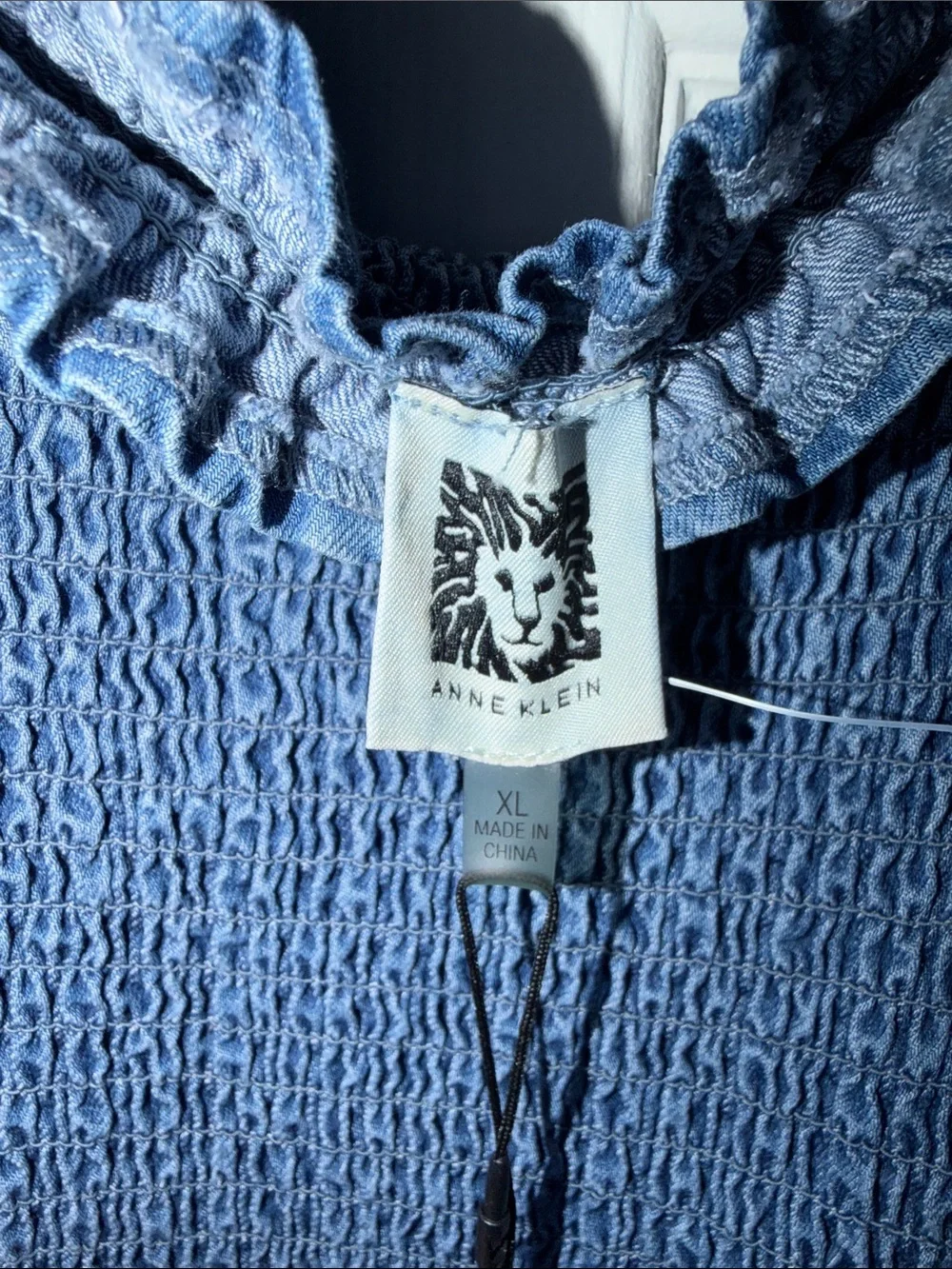 Anne Klein Denim-Blue Smocked Strap Maxi Dress for Girls
